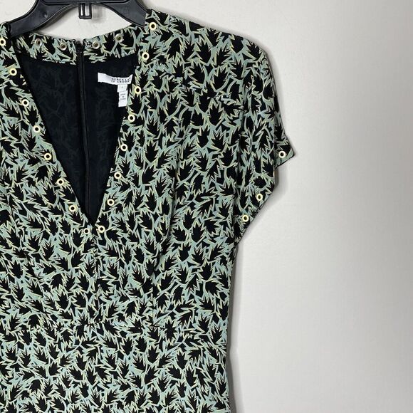 DEREK LAM 10 Crosby Dress Womens 8 Green Grommet Detail V-Neck Silk Blend Lined - Picture 4 of 12